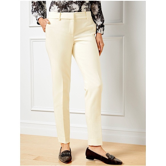 TALBOTS Ivory High Waist Hampshire Ankle‎ Corduroy  Pants - Picture 1 of 4